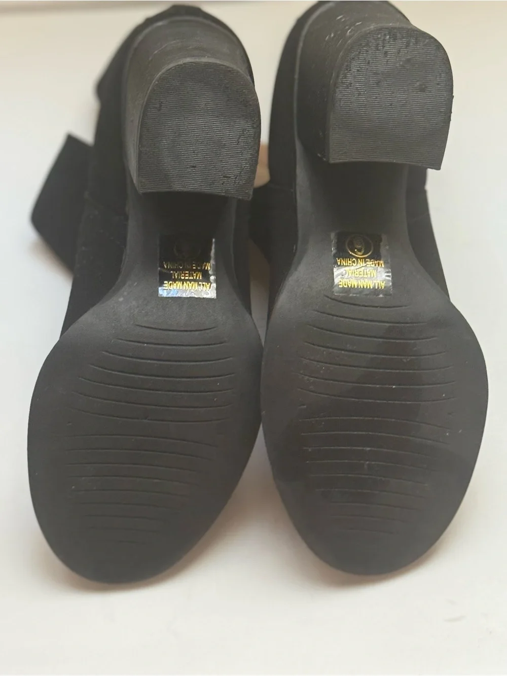 Black Faux Suede Peep-Toe Ankle Boots - Women's - Picture 6 of 6